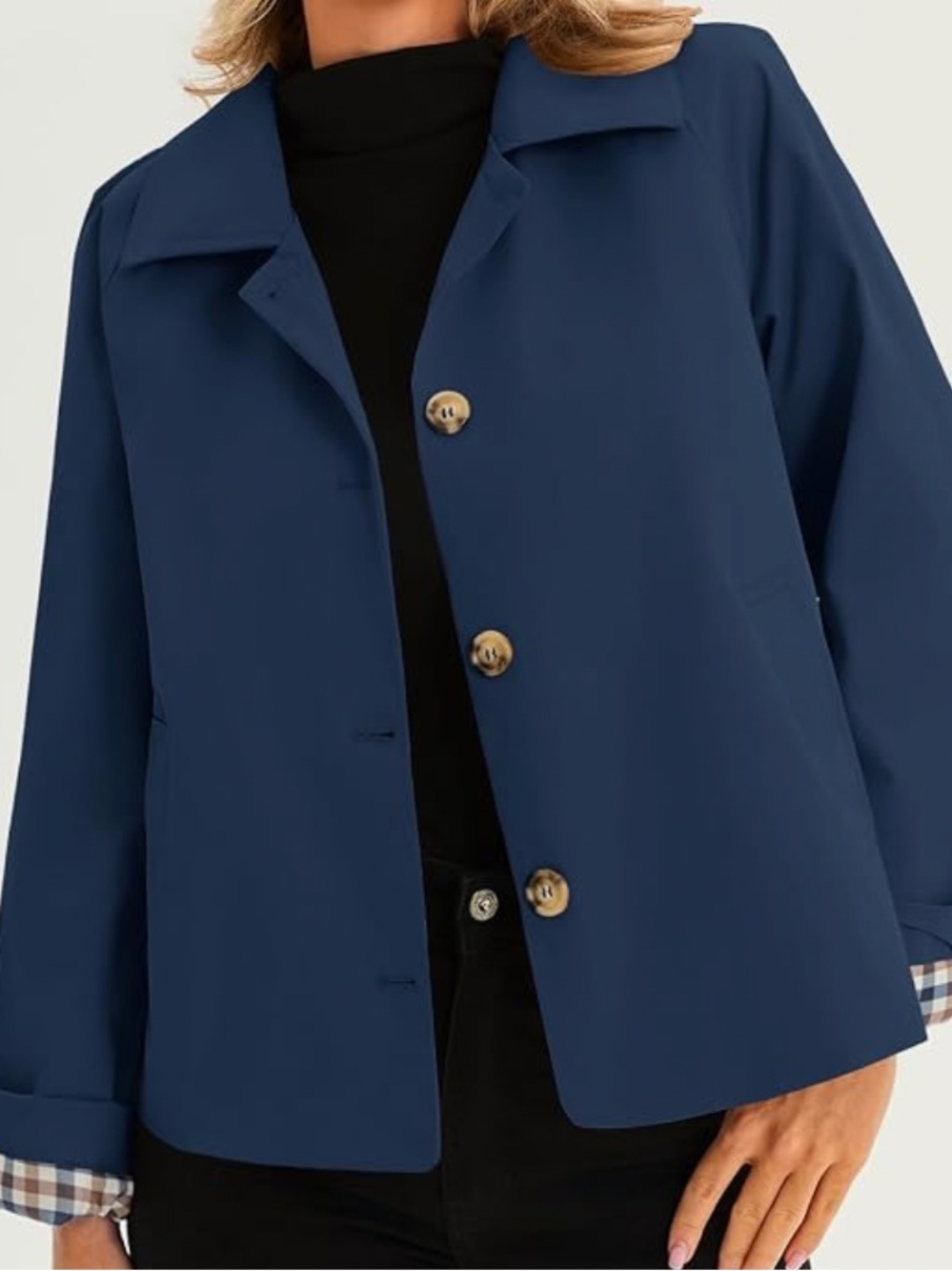 Classic Navy Button-Front Jacket
